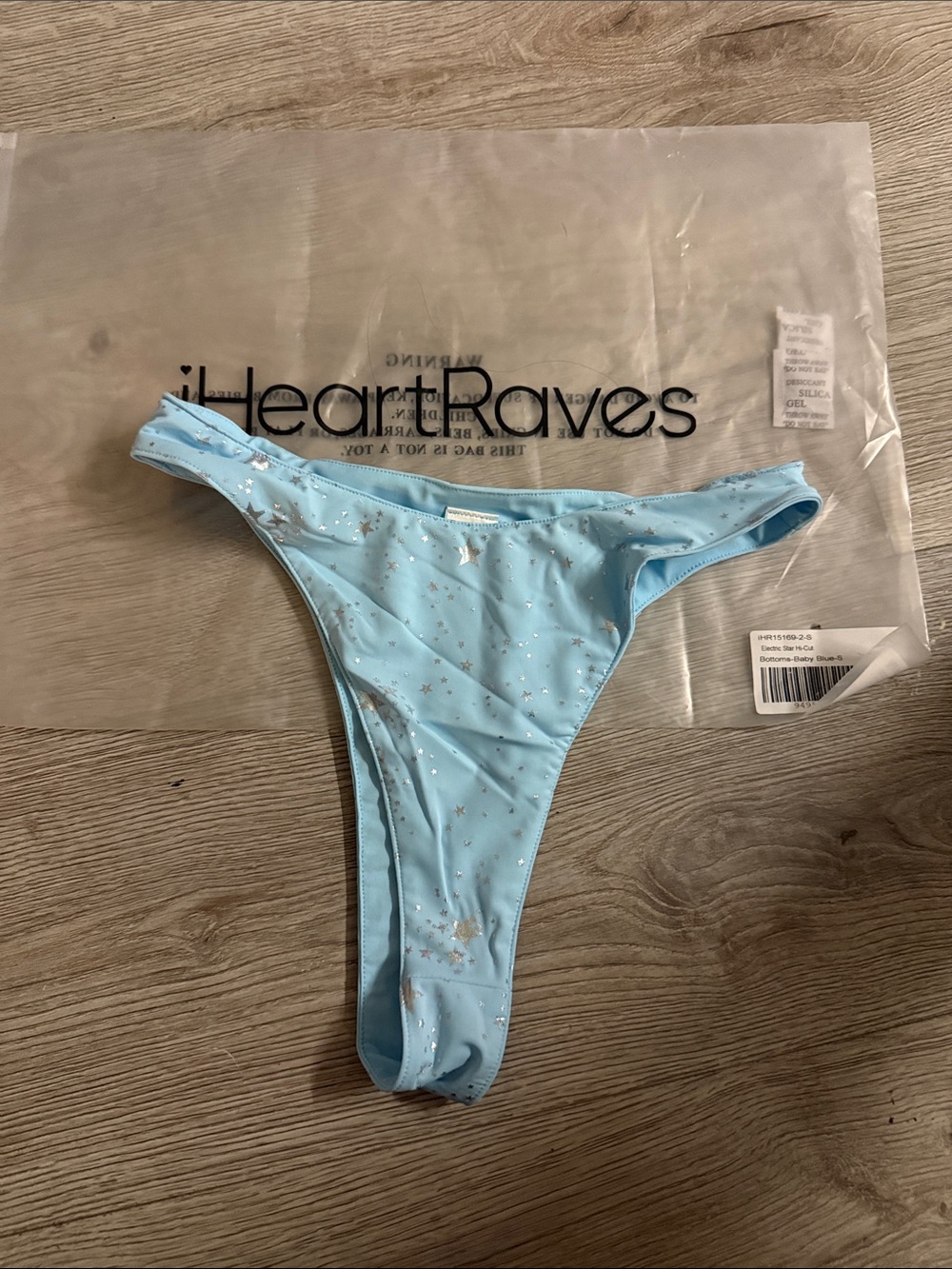 iHeartRaves Light Blue Star Print Bikini Bottoms - Shimmery Accent